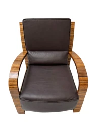 Two Art Deco Lounge Chairs with Leather Cushions France, 1930s